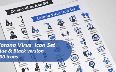Plantilla de conjunto de iconos de virus Corona
