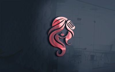 Шаблон логотипа прически с рыжими волосами