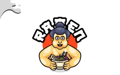 Diseño de logotipo de mascota de sumo ramen