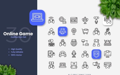 30 Online speloverzicht Icons Set