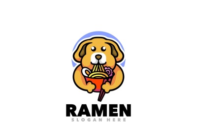 Modèle de conception de logo de mascotte de ramen de chien