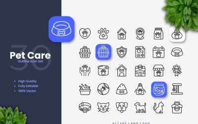 30 Pet Care vázlat ikonok beállítása