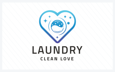 Plantilla de logotipo de amor limpio de lavandería