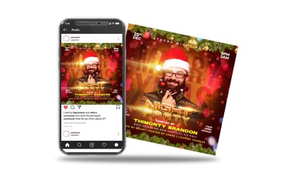 club dj night party xmas work social media post and flyer template
