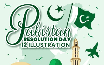 12 Día de la Resolución de Pakistán Ilustración