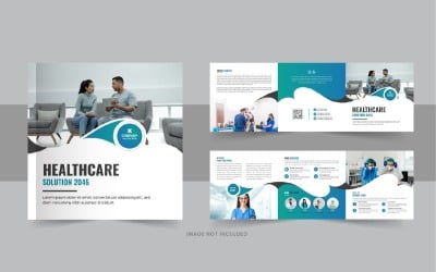 Gezondheidszorg of medisch vierkant driebladig brochureontwerp of driebladige medische dienst
