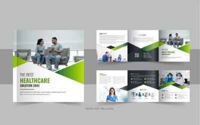 Kwadratowy projekt broszury dotyczącej opieki zdrowotnej lub medycyny lub układ potrójnej usługi medycznej