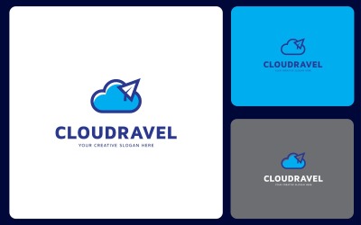 Modèle de conception de logo d&amp;#39;avion de voyage en nuage