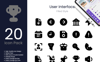 Paquete de iconos de interfaz de usuario estilo relleno