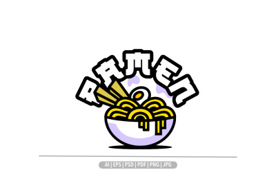 Design de ilustração de design de logotipo de mascote simples Ramen
