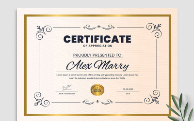 Layout del modello di apprezzamento del certificato