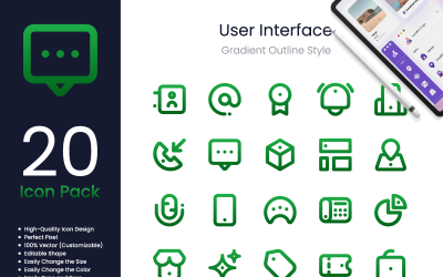 Pacote de ícones da interface do usuário Estilo de contorno gradiente pontual 2