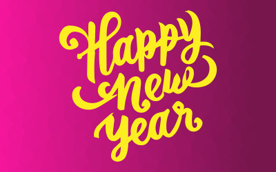 Szczęśliwego Nowego Roku kaligrafia napis na kartki okolicznościowe