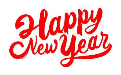 Feliz año nuevo Vector de letras para plantilla de diseño de tarjetas de felicitación con tipografía
