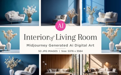 Italian Living Room interior Design illustration 50 Set V - 1