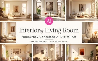 Italian Living Room interior Design illustration 50 Set V - 5