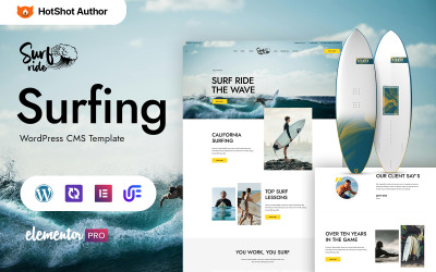 Surfride - Club deportivo de surf Tema WordPress Elementor agua
