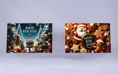 2 新年快乐图像插图模板的集合