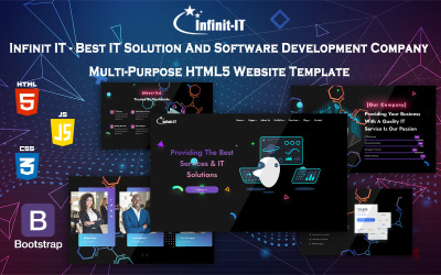 Infinit IT - En İyi BT Çözümü ve Yazılım Geliştirme Şirketi Çok Amaçlı HTML5 Web Sitesi Şablonu