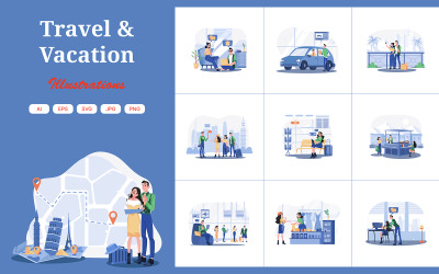 M719_Travel &amp;amp; Vacation Illustration Pack