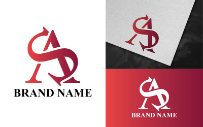 Profesyonel AS Letter Logo şablonu tasarımı.