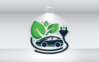 Vecteur de modèle de logo de voiture électrique