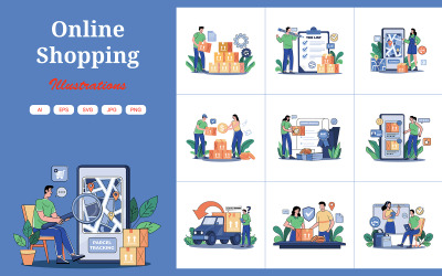 M686_Pacote de ilustrações de compras online 2
