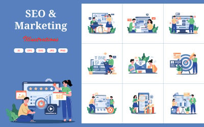 M688_SEO &amp;amp; Marketing Illustration Pack