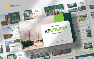 Regreeny — szablon Prezentacji Google dotyczący zrównoważonego rozwoju środowiska