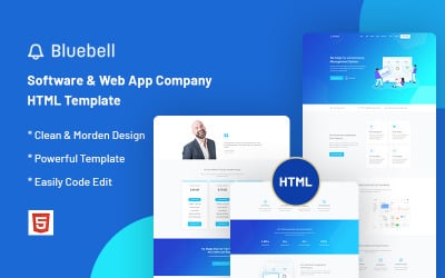 Bluebell – modelo de site de software, aplicativo da Web e empresa de tecnologia inicial