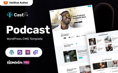 Castpro - Podcast ve FM Radyo Çok Amaçlı WordPress Elementor Teması