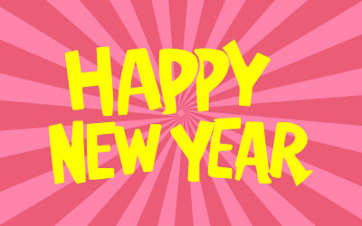 Letras de feliz ano novo em fundo roxo