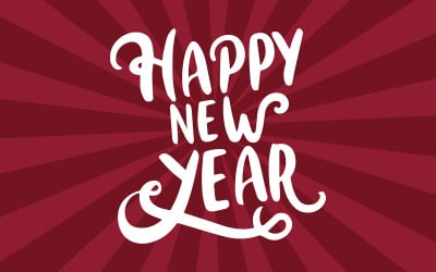 Frohes Neues Jahr-Schriftzug auf lebendigem Burgunder-Hintergrund