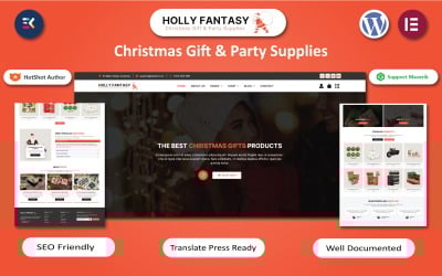 Holly Fantasy - Easter, Christmas Gifts & New Year Party Supplies WordPress Elementor Template