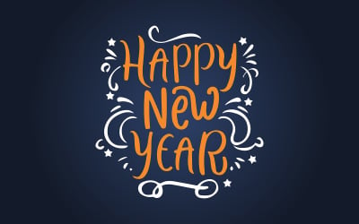 Mutlu yeni yıl harflerinin vektör illüstrasyonu