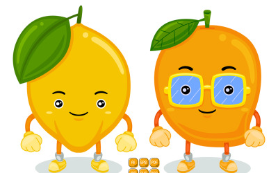 Limon ve Mango Maskot Karakter Vektörü