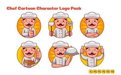 Pakiet logo postaci z kreskówki szefa kuchni