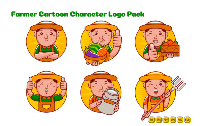 Paquete de logotipos de personajes de dibujos animados de hombre granjero