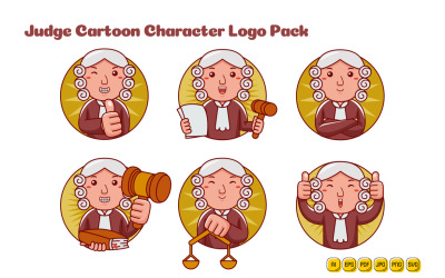 Pakiet logo postaci z kreskówki człowieka sędziego
