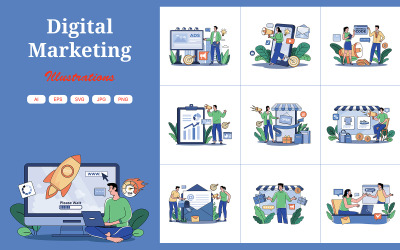 M675_Pacote 2 de ilustrações de marketing digital