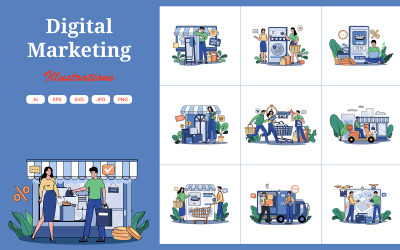 M676_Pacote de ilustrações de compras online 2