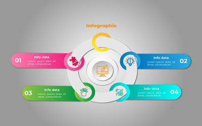 Cirkel rundad vektor infographic element malldesign.
