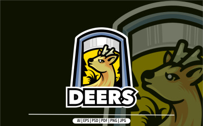 Diseño deportivo de la insignia del símbolo del emblema del logotipo de la mascota de los ciervos