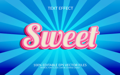Doce 3D Vector Eps Text Effect Template Design ilustração