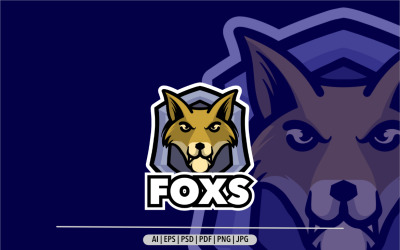 Fox maskot tasarım illüstrasyon spor logosu