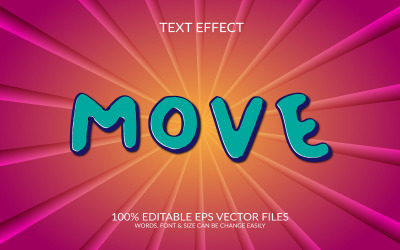 Přesunout 3D upravitelné vektorové Eps textový efekt šablony návrhu