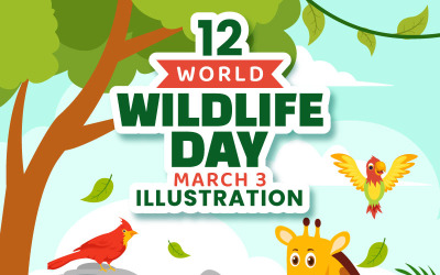 12 A vadon élő állatok világnapja illusztráció