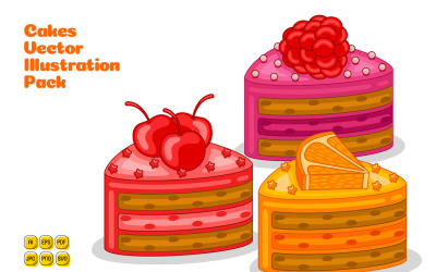 Pacote de ilustração vetorial de bolos #02
