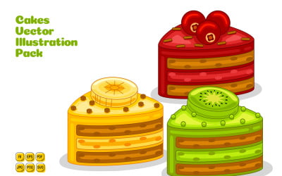 Pack d&amp;#39;illustrations vectorielles de gâteaux #03