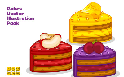 Pacote de ilustração vetorial de bolos #04